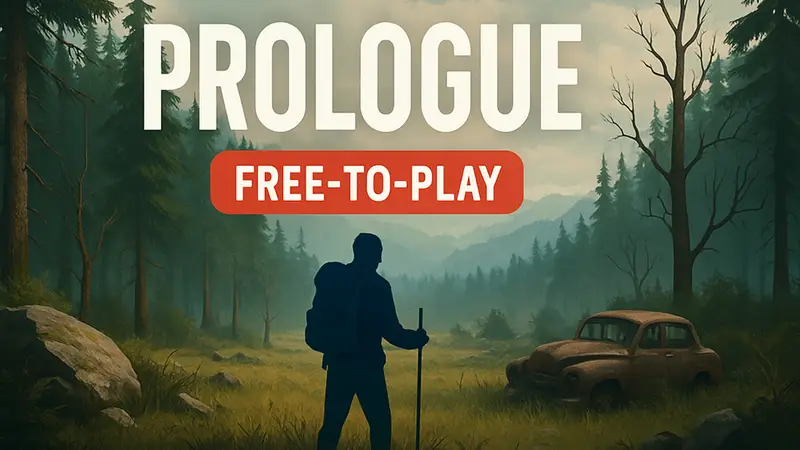 Логотип игры Prologue с надписью 'Free-to-Play' и фоном выживания