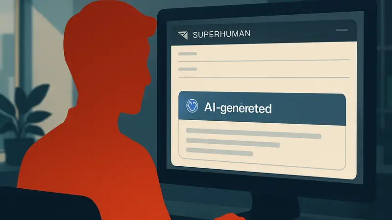 Интерфейс Superhuman с функцией автозаполнения AI-текста