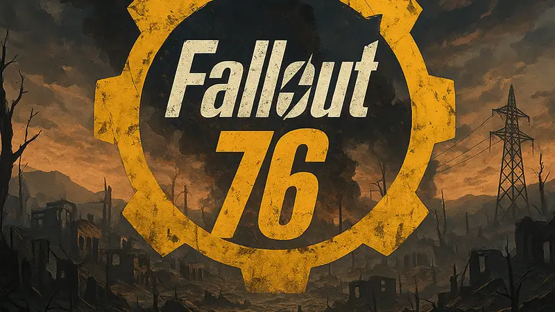 Логотип Fallout 76 на фоне разрушенного мира Аппалачи, символизирующий предстоящие исправления.