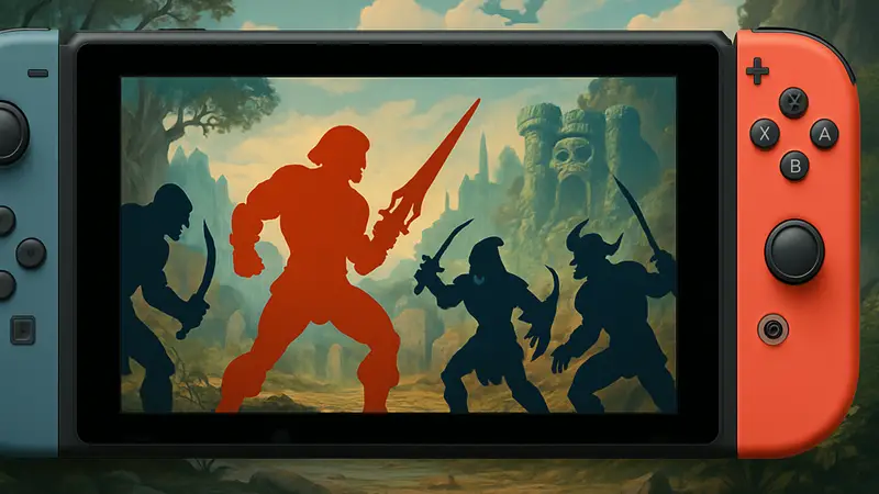 He-Man сражается с врагами в красочном битэмапе Dragon Pearl of Destruction на Nintendo Switch.