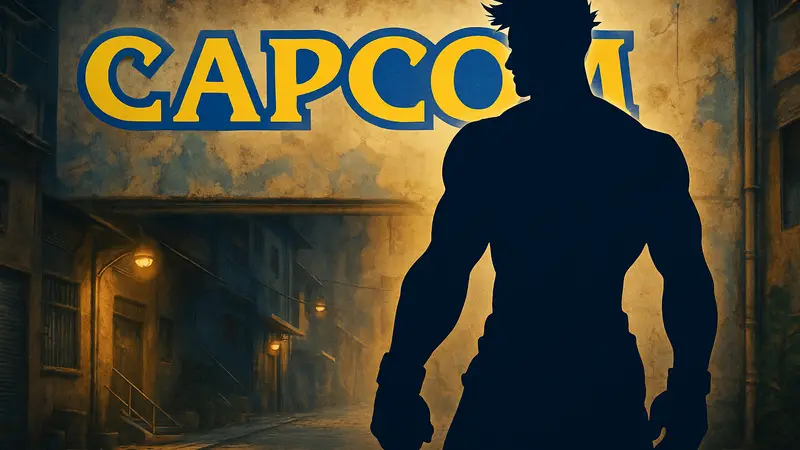 Игровой персонаж Люк из Street Fighter 6 на фоне логотипа Capcom. Изменение сюжета игры.