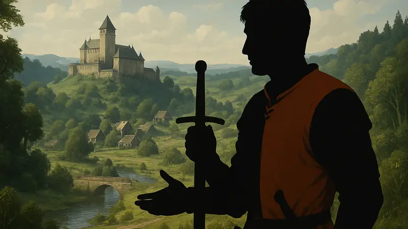 Генри из Kingdom Come: Deliverance на фоне средневекового пейзажа, показывающий глубину RPG