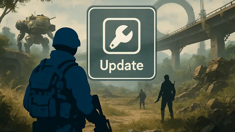 Игровой экран ARC Raiders с уведомлением об обновлении или иконкой патча.