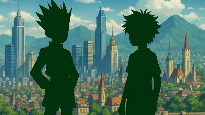 Главные герои Hunter x Hunter (Гон и Киллуа) на фоне новой анимации.
