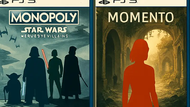 Обложки игр Monopoly: Star Wars Heroes vs. Villains и Momento, выходящих на PS5.