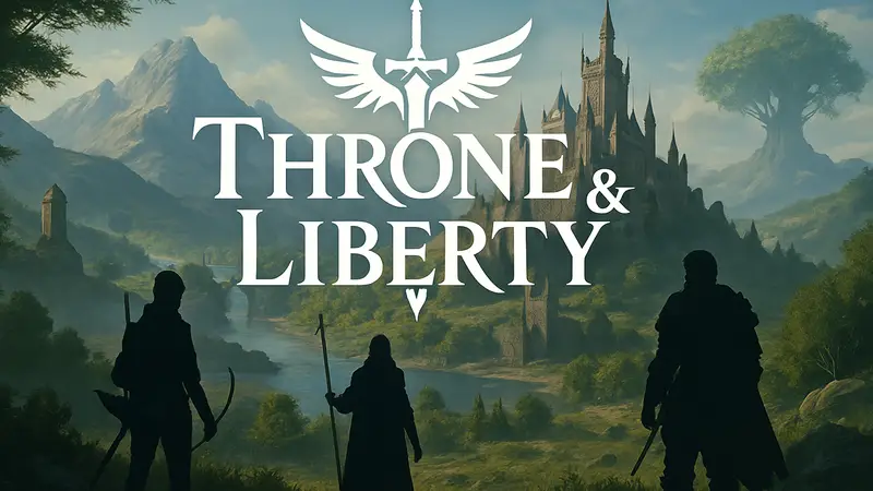 Логотип Throne and Liberty на фоне игрового мира.