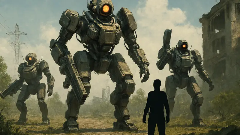 Концепт-арт роботов-противников из игры ARC Raiders.