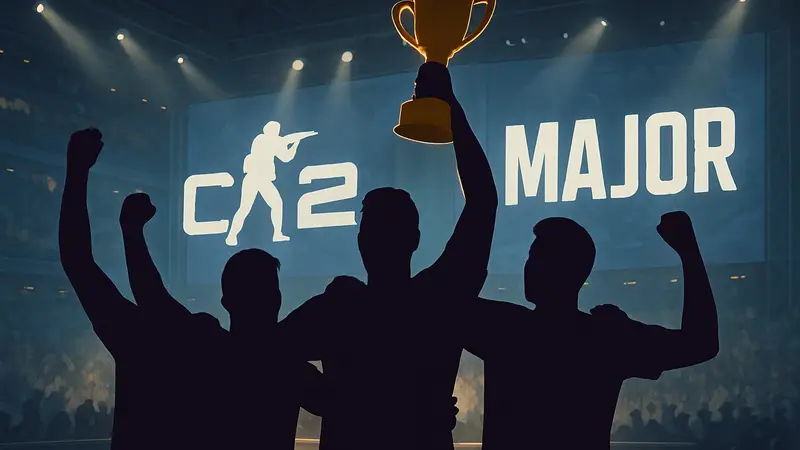 Команда Legacy празднует победу на турнире CS2 Major после матча с M80