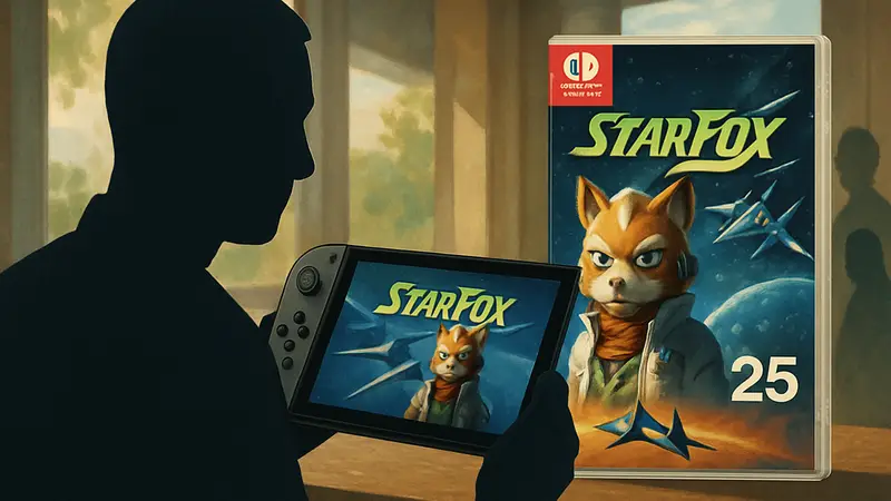 Изображение Star Fox на Nintendo Switch 2 с обложкой физического издания и датой релиза.