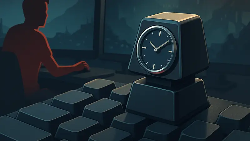 Механический кейкап-часы, установленный на геймерской клавиатуре, стильный аксессуар для геймеров.