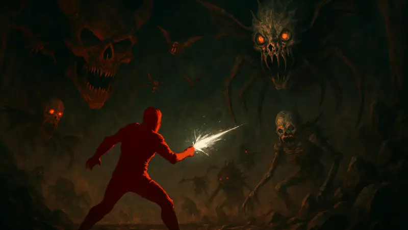 Обложка игры Devil Daggers 2, хардкорный FPS шутер с демоническими противниками.
