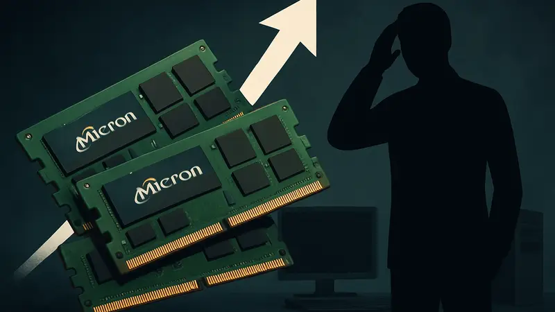 Модули оперативной памяти Micron на тёмном фоне, символизирующие рост цен на компоненты ПК.