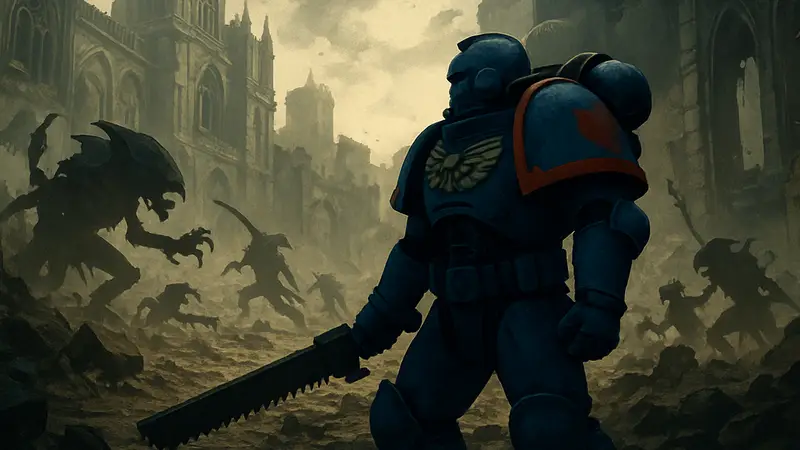 Скриншот из Space Marine 2, на котором изображен космический десантник в битве после исправления ИИ-режиссёра