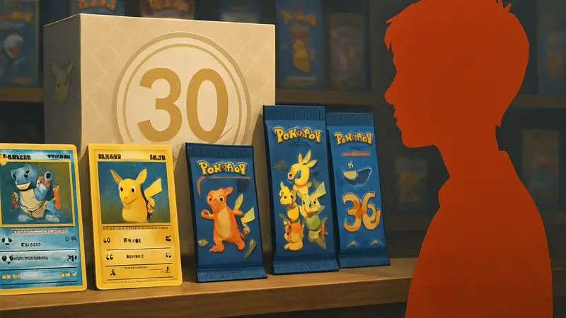 Коллекционные карточки Pokémon TCG, бустеры и упаковки с символикой 30-летия