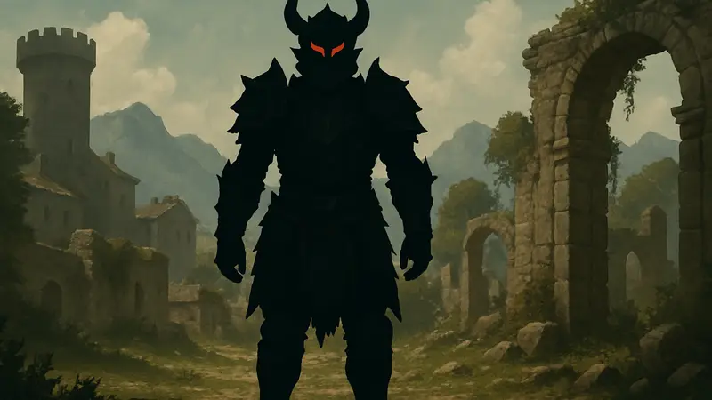 Броня Тёмного Вожака из игры Crimson Desert, демонстрирующая каждую часть сета.