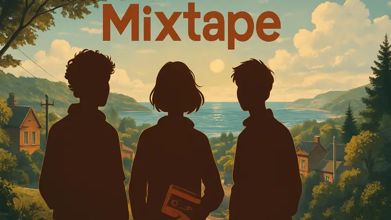 Обложка или ключевой арт игры Mixtape с друзьями и музыкальной тематикой.