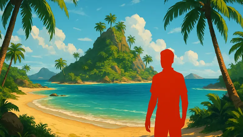 Игровая иллюстрация острова Starsand Island с пляжами и пальмами.