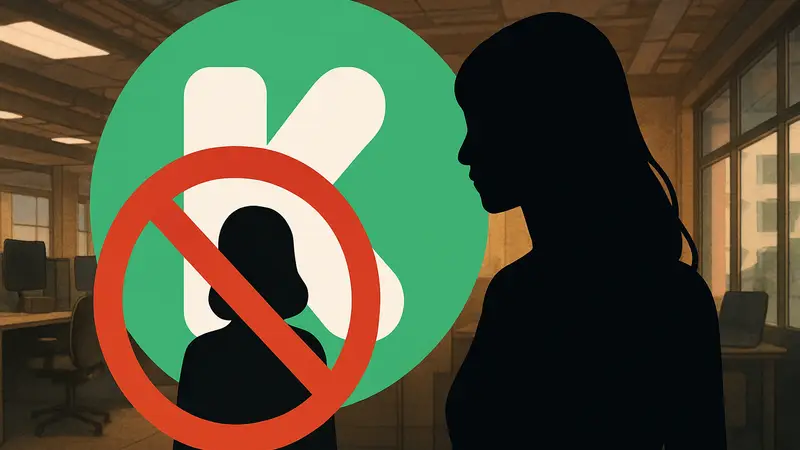 Логотип Kickstarter с символом запрета на взрослый контент.