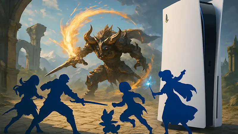 Кадры игрового процесса Granblue Fantasy: Relink — Endless Ragnarok, герои в динамичном бою на PlayStation 5.