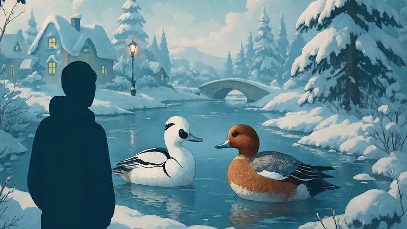 Зимние птицы Smew и Eurasian Wigeon в Heartopia во время ивента Winter Frost