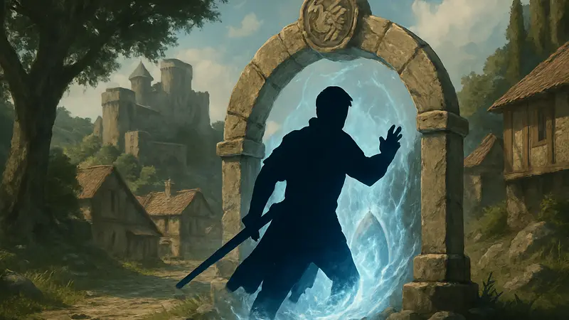 Игровой персонаж из Dragon's Dogma 2, использующий быстрое перемещение или телепорт.