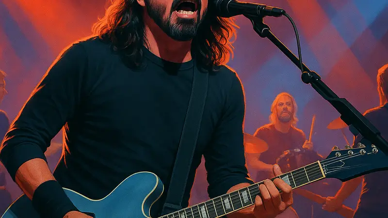 Дэйв Грол на сцене с Foo Fighters, чьё творчество было вдохновлено личными конфликтами.