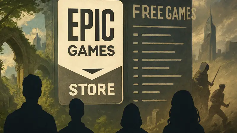 Логотип Epic Games Store со списком бесплатных игр за март