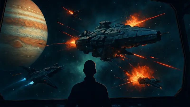 Скриншот из игры Nexus: The Jupiter Incident с космическими кораблями в бою на GOG.