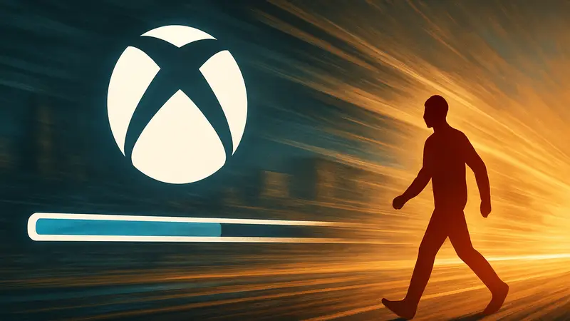 Логотип Xbox на фоне процесса загрузки игры, символизирующего скорость.