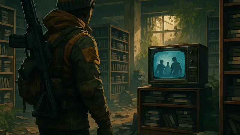 Игровой процесс Arc Raiders, показывающий поиски кинопленок для задания 'Киновечер' в Культурных архивах.