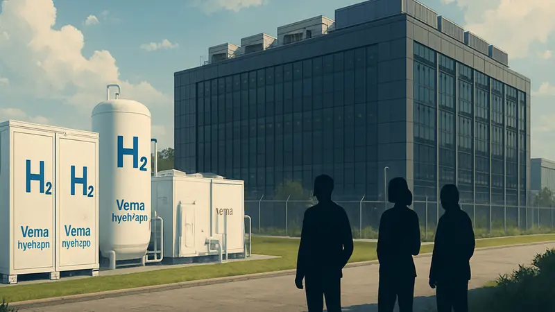 Водородные установки Vema Hydrogen рядом с современным дата-центром и их влияние на индустрию.