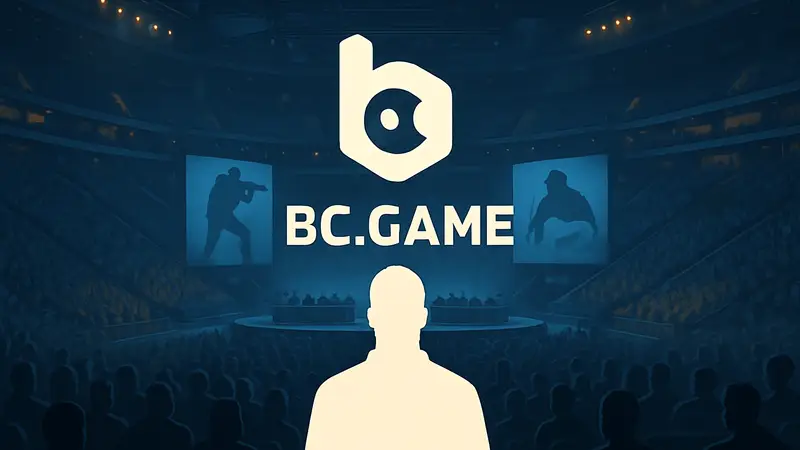 Логотип киберспортивной организации BC Game на фоне игровой арены CS2