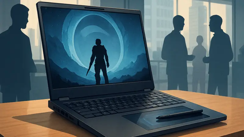 Игровой ноутбук Lenovo Strix Halo с открытой крышкой и встроенным графическим планшетом