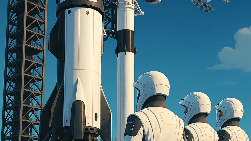 Корабль SpaceX Crew Dragon перед стартом с экипажем Crew-12 к Международной космической станции.
