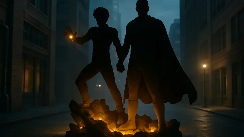 Статуя Сайтамы и Геноса из аниме One Punch Man от Prime 1 Studio, с подсветкой.
