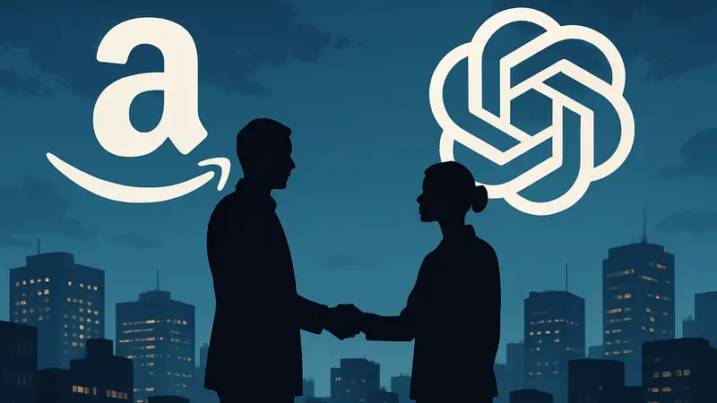Логотипы Amazon и OpenAI, символизирующие партнёрство в области искусственного интеллекта