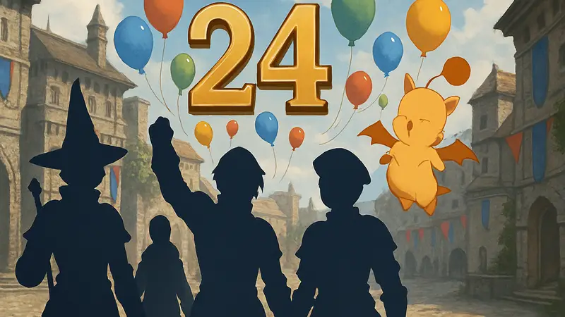 Персонажи Final Fantasy XI и Мугл, празднование 24-летия игры, анонс акций.