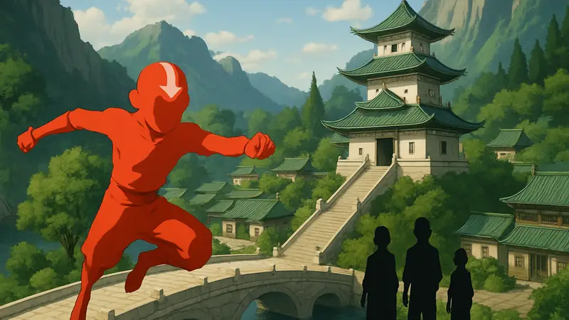 Кадр из мультфильма «Аватар: Аанг, Последний маг воздуха», демонстрирующий высокое качество анимации.