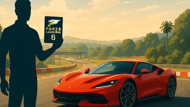 Обложка игры Forza Horizon 6 на фоне гоночной трассы