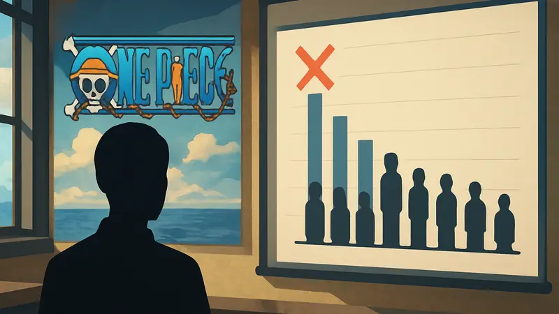 Логотип One Piece и график опроса с удаленными фальшивыми голосами