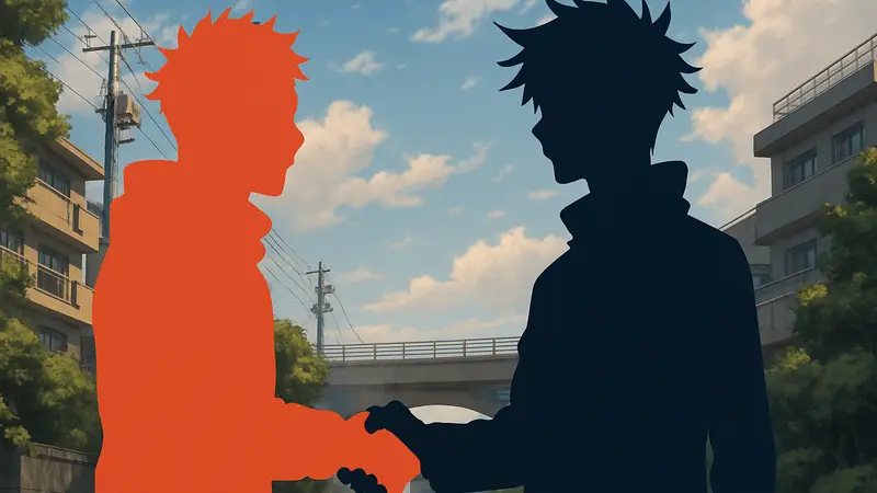 Юджи Итадори и Мегуми Фушигуро из аниме Jujutsu Kaisen, символизирующие крепкую дружбу