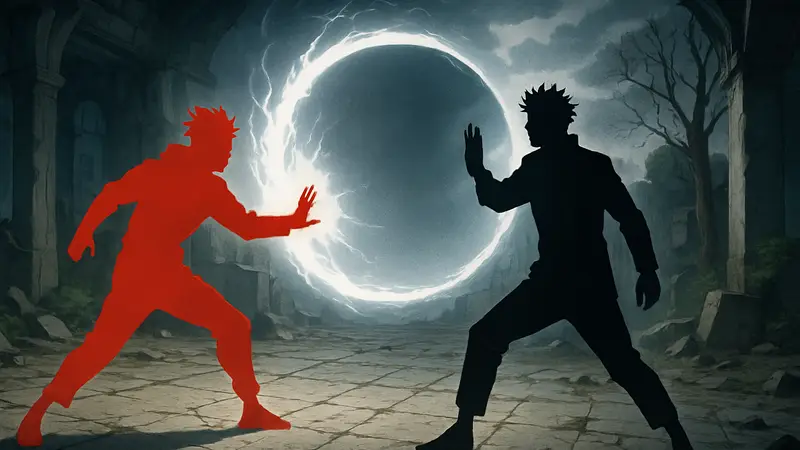 Персонажи из аниме Jujutsu Kaisen, демонстрирующие Пространственную экспансию в битве