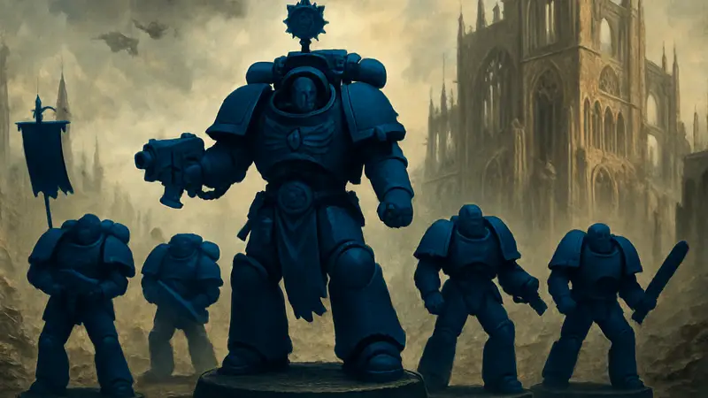 Классические миниатюры космодесантников Warhammer 40,000, включая Марнея Калгара