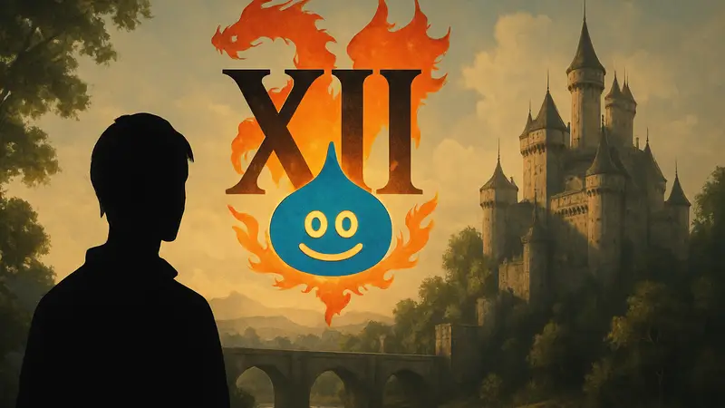 Логотип Dragon Quest 12: The Flames of Fate с изображением Слайма
