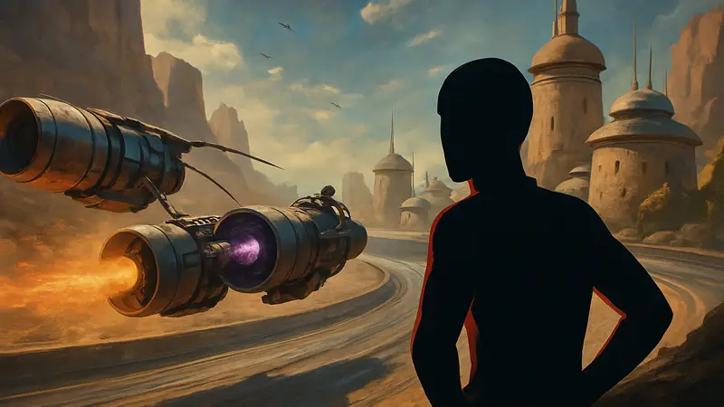 Логотип или скриншот Star Wars: Galactic Racer с изображением гоночного болида или трассы