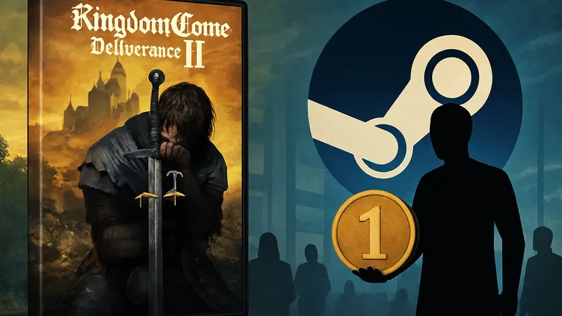 Обложка Kingdom Come: Deliverance 2 на фоне Steam, акция $1