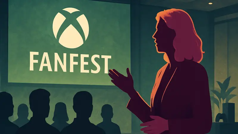 Новый глава Xbox Сара Бонд на мероприятии, говорящая о важности Xbox FanFest для сообщества.