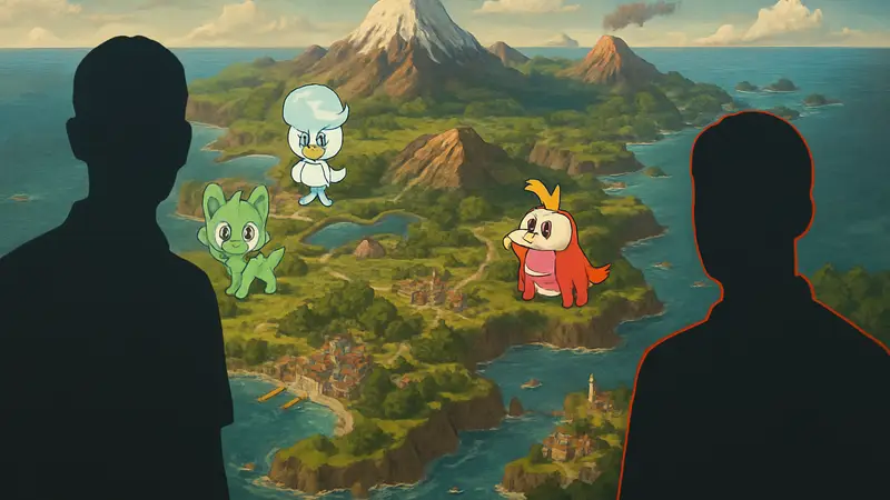 Слитая карта мира Pokemon Winds and Waves, показывающая стартовых покемонов и регионы.