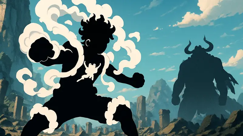 Луффи из One Piece использует атаку, Гир 5, аниме One Piece, Йонко