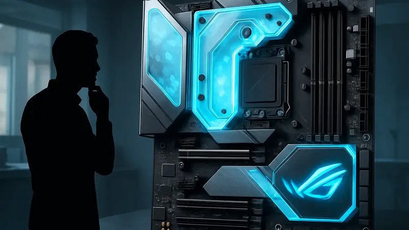 Материнская плата ASUS ROG Crosshair X870E Glacial с водяным блоком и подсветкой